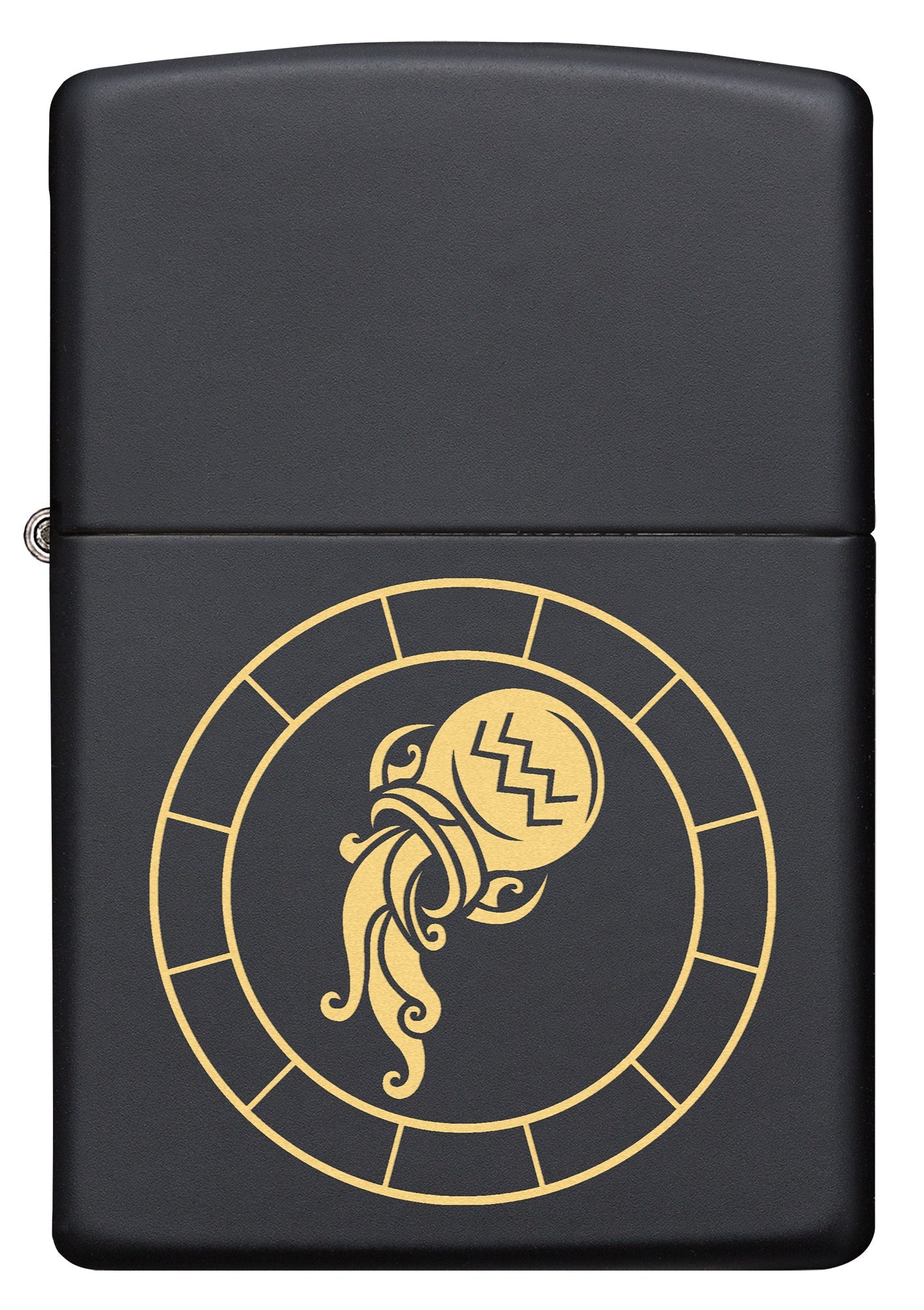 Zippo Brass Zodiac SignAquarius Black Matte Pocket Lighter Zippo